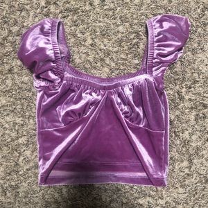 Purple Velvet Puff Sleeve